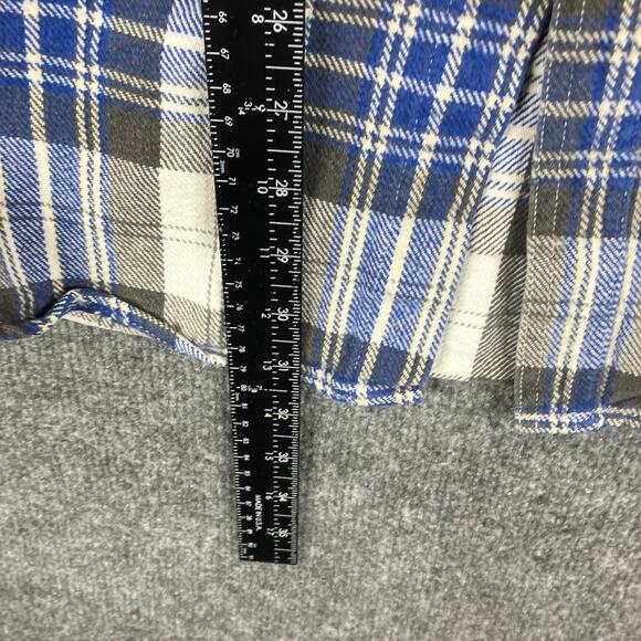 Dickies Shirt Mens Size 3X Blue Gray Plaid Flannel Button Up Workwear Heavy - Picture 4 of 7